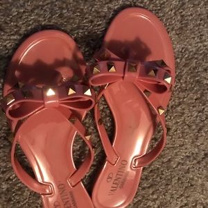 Valentino sandals size 6 both no box black/pink